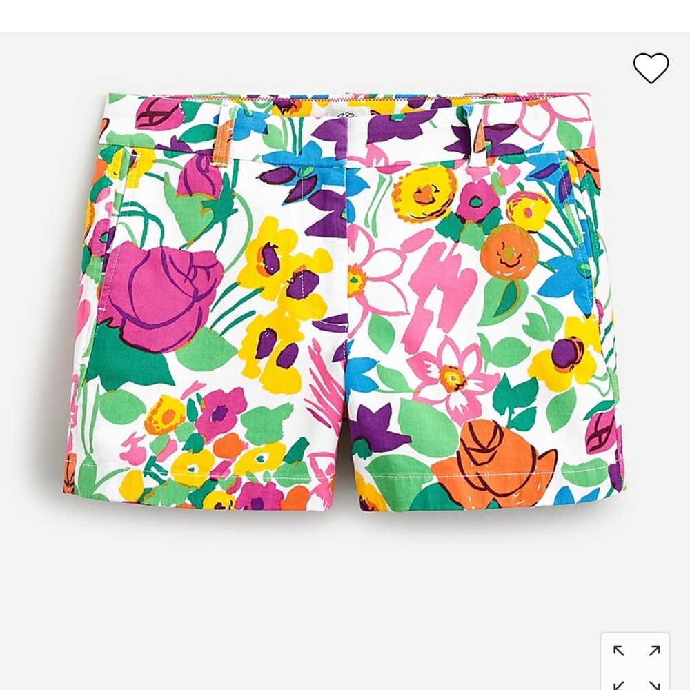 J Crew 4” Chino Short in Vibrant Garden 4 New Without Tags